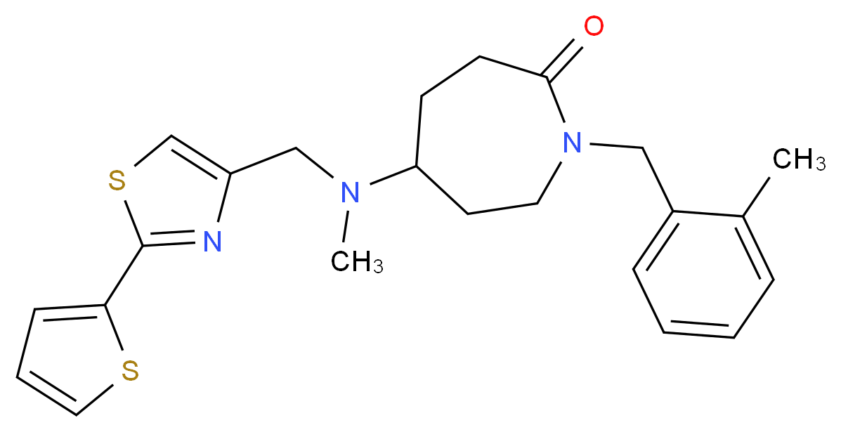 1-(2-methylbenzyl)-5-(methyl{[2-(2-thienyl)-1,3-thiazol-4-yl]methyl}amino)-2-azepanone_Molecular_structure_CAS_)