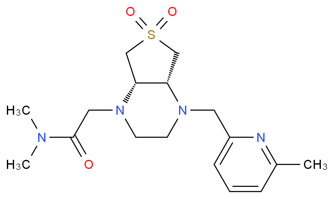 N,N-dimethyl-2-[(4aR*,7aS*)-4-[(6-methylpyridin-2-yl)methyl]-6,6-dioxidohexahydrothieno[3,4-b]pyrazin-1(2H)-yl]acetamide_Molecular_structure_CAS_)