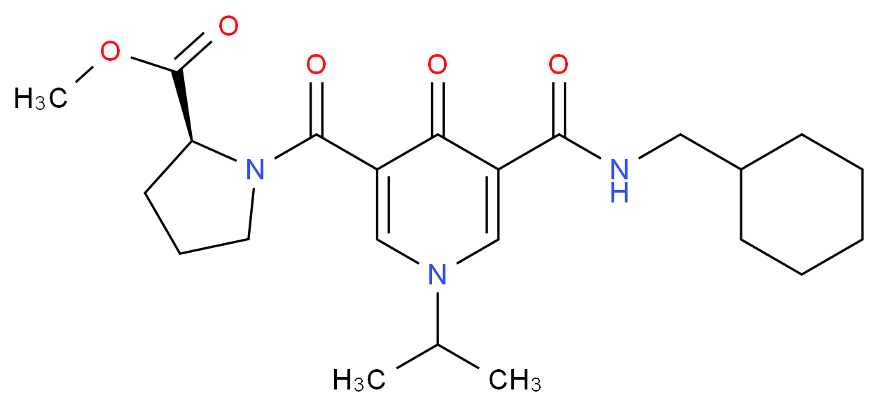 methyl 1-[(5-{[(cyclohexylmethyl)amino]carbonyl}-1-isopropyl-4-oxo-1,4-dihydro-3-pyridinyl)carbonyl]-L-prolinate_Molecular_structure_CAS_)