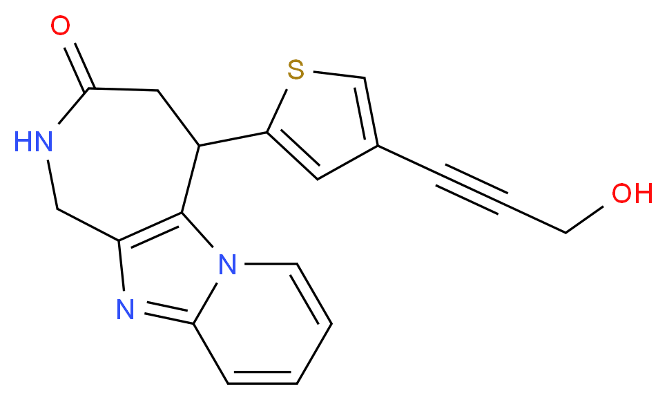 5-[4-(3-hydroxyprop-1-yn-1-yl)-2-thienyl]-1,2,4,5-tetrahydro-3H-pyrido[1',2':1,2]imidazo[4,5-c]azepin-3-one_Molecular_structure_CAS_)