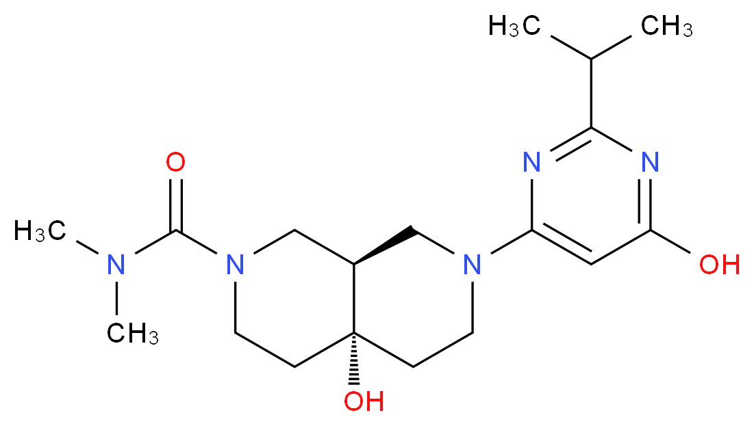 (4aR*,8aR*)-4a-hydroxy-7-(6-hydroxy-2-isopropylpyrimidin-4-yl)-N,N-dimethyloctahydro-2,7-naphthyridine-2(1H)-carboxamide_Molecular_structure_CAS_)