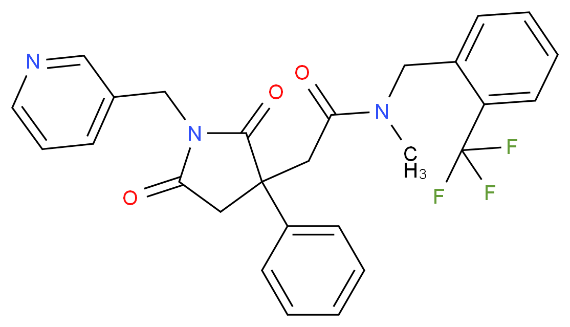 2-[2,5-dioxo-3-phenyl-1-(3-pyridinylmethyl)-3-pyrrolidinyl]-N-methyl-N-[2-(trifluoromethyl)benzyl]acetamide_Molecular_structure_CAS_)