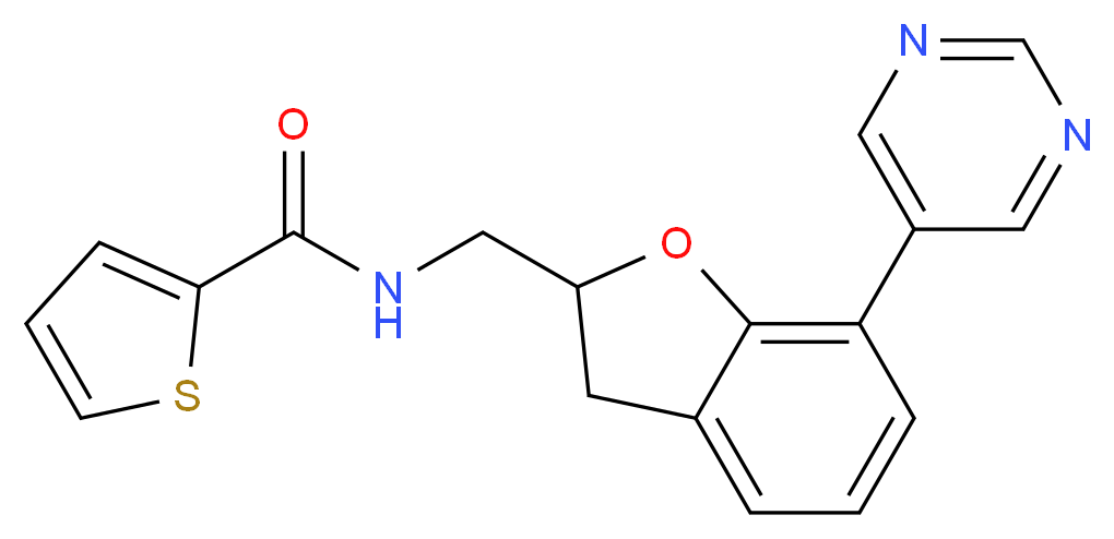 N-{[7-(5-pyrimidinyl)-2,3-dihydro-1-benzofuran-2-yl]methyl}-2-thiophenecarboxamide_Molecular_structure_CAS_)