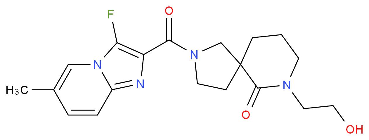 2-[(3-fluoro-6-methylimidazo[1,2-a]pyridin-2-yl)carbonyl]-7-(2-hydroxyethyl)-2,7-diazaspiro[4.5]decan-6-one_Molecular_structure_CAS_)