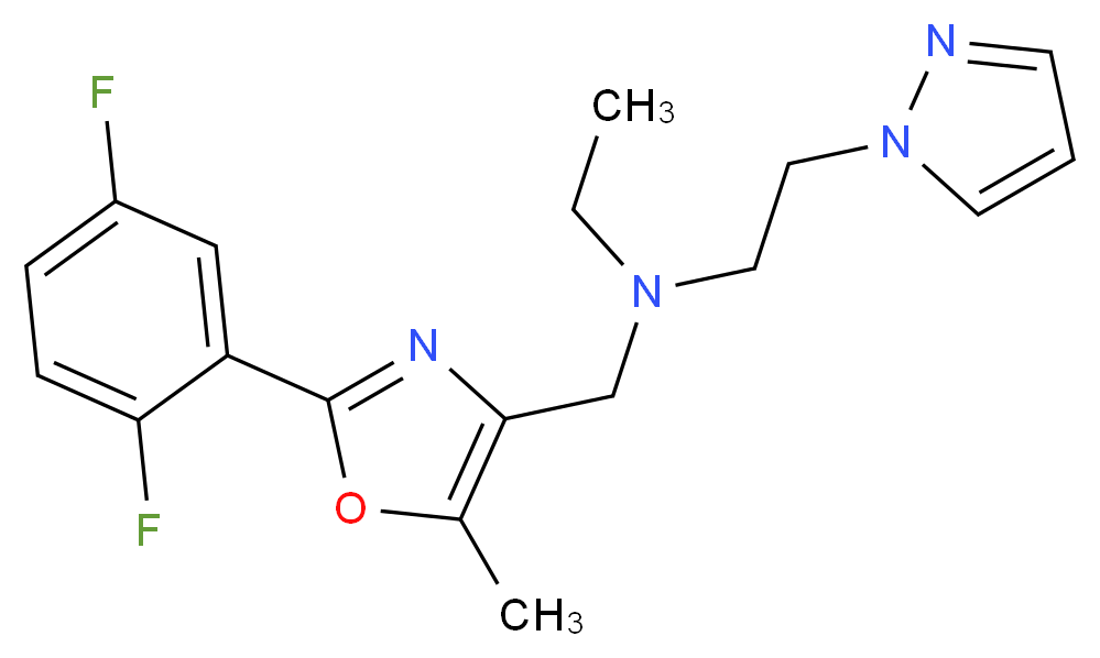 N-{[2-(2,5-difluorophenyl)-5-methyl-1,3-oxazol-4-yl]methyl}-N-ethyl-2-(1H-pyrazol-1-yl)ethanamine_Molecular_structure_CAS_)