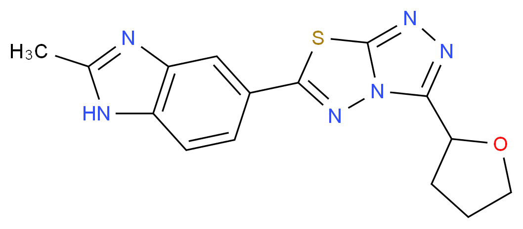 2-methyl-5-[3-(tetrahydrofuran-2-yl)[1,2,4]triazolo[3,4-b][1,3,4]thiadiazol-6-yl]-1H-benzimidazole_Molecular_structure_CAS_)