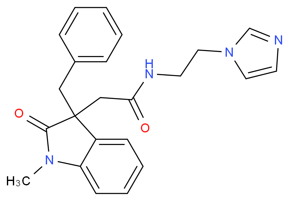 2-(3-benzyl-1-methyl-2-oxo-2,3-dihydro-1H-indol-3-yl)-N-[2-(1H-imidazol-1-yl)ethyl]acetamide_Molecular_structure_CAS_)