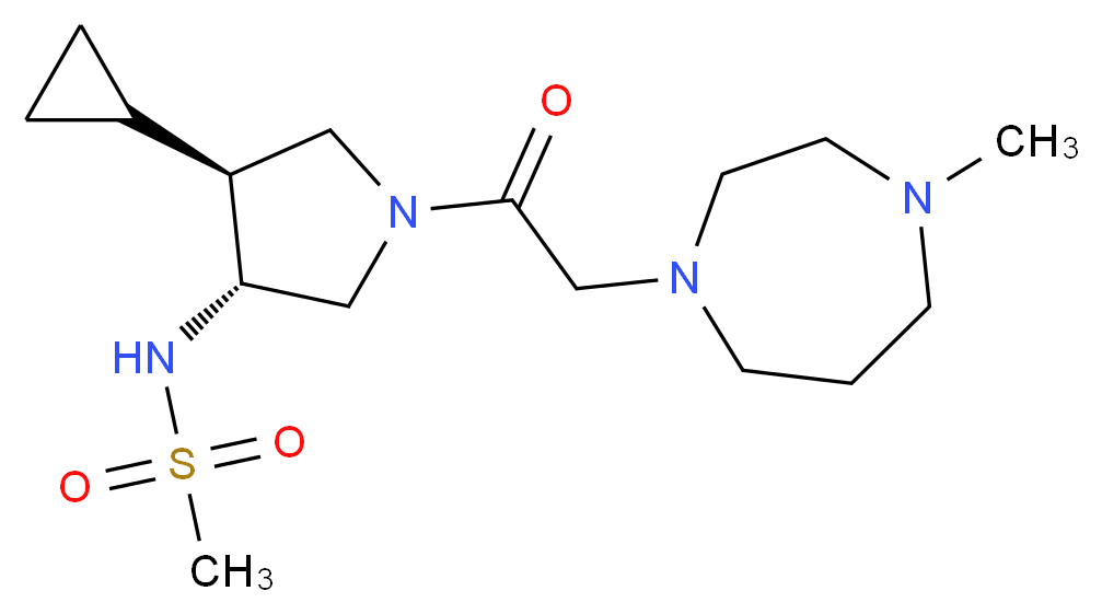 N-{(3R*,4S*)-4-cyclopropyl-1-[(4-methyl-1,4-diazepan-1-yl)acetyl]-3-pyrrolidinyl}methanesulfonamide_Molecular_structure_CAS_)