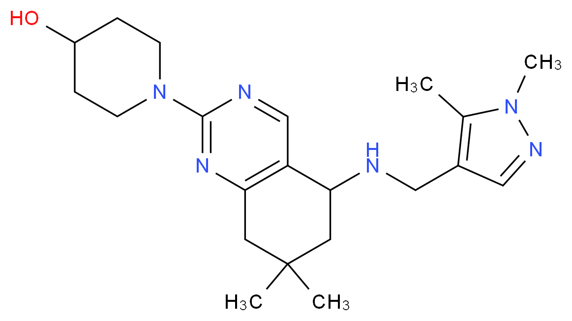 1-(5-{[(1,5-dimethyl-1H-pyrazol-4-yl)methyl]amino}-7,7-dimethyl-5,6,7,8-tetrahydro-2-quinazolinyl)-4-piperidinol_Molecular_structure_CAS_)