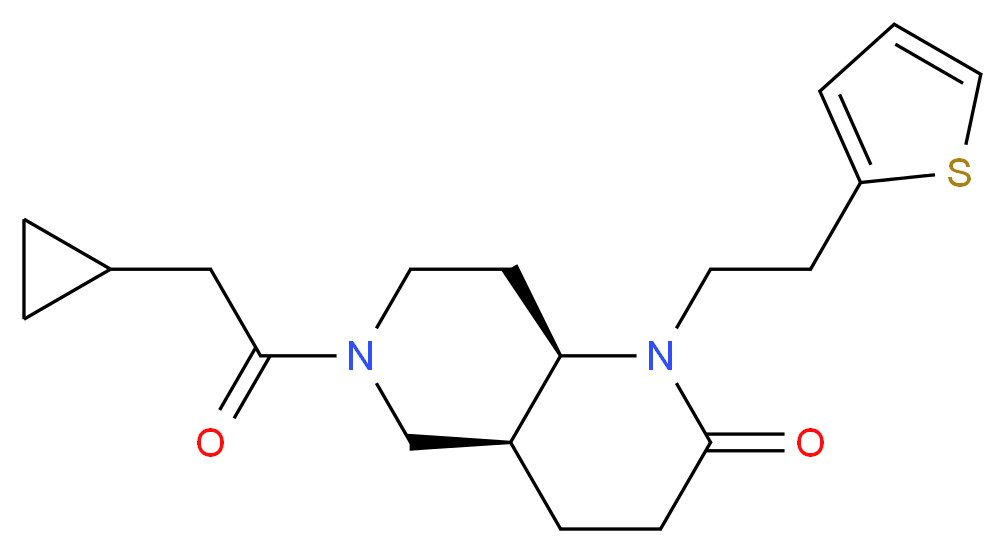 (4aS*,8aR*)-6-(cyclopropylacetyl)-1-[2-(2-thienyl)ethyl]octahydro-1,6-naphthyridin-2(1H)-one_Molecular_structure_CAS_)