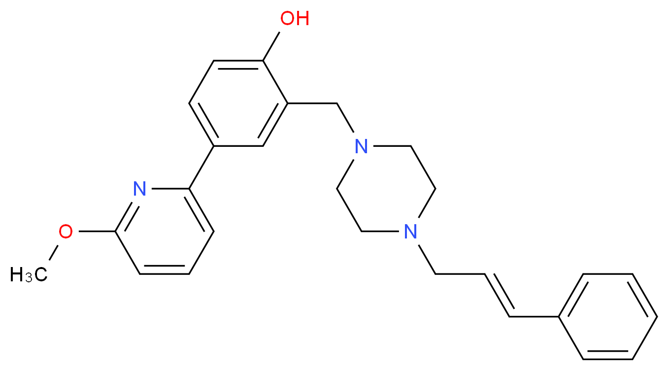 4-(6-methoxy-2-pyridinyl)-2-({4-[(2E)-3-phenyl-2-propen-1-yl]-1-piperazinyl}methyl)phenol_Molecular_structure_CAS_)
