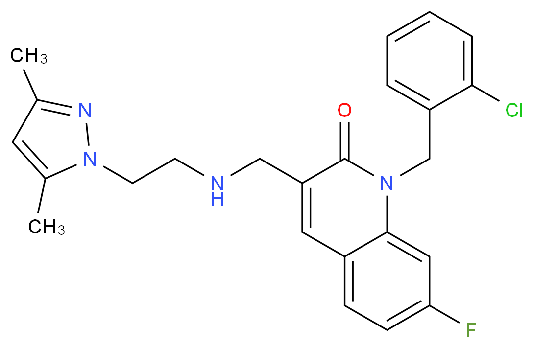 1-(2-chlorobenzyl)-3-({[2-(3,5-dimethyl-1H-pyrazol-1-yl)ethyl]amino}methyl)-7-fluoro-2(1H)-quinolinone_Molecular_structure_CAS_)