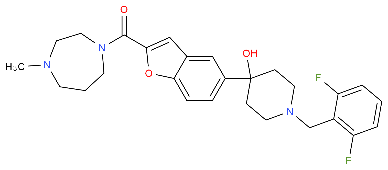 1-(2,6-difluorobenzyl)-4-{2-[(4-methyl-1,4-diazepan-1-yl)carbonyl]-1-benzofuran-5-yl}-4-piperidinol_Molecular_structure_CAS_)