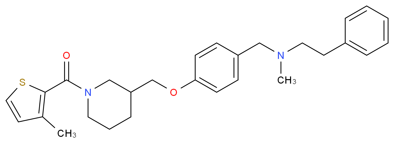N-methyl-N-[4-({1-[(3-methyl-2-thienyl)carbonyl]-3-piperidinyl}methoxy)benzyl]-2-phenylethanamine_Molecular_structure_CAS_)
