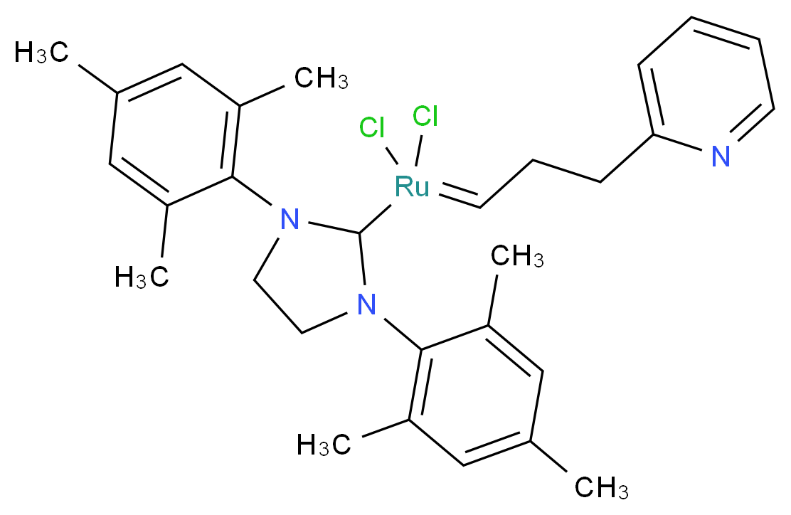 Dichloro[1,3-bis(2,4,6-trimethylphenyl)-2-imidazolidinylidene][3-(2-pyridinyl)propylidene]ruthenium(II)_Molecular_structure_CAS_802912-44-3)
