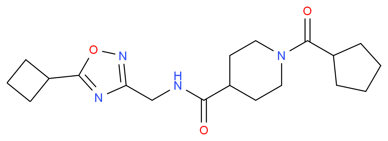N-[(5-cyclobutyl-1,2,4-oxadiazol-3-yl)methyl]-1-(cyclopentylcarbonyl)-4-piperidinecarboxamide_Molecular_structure_CAS_)
