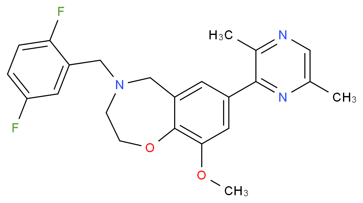 4-(2,5-difluorobenzyl)-7-(3,6-dimethyl-2-pyrazinyl)-9-methoxy-2,3,4,5-tetrahydro-1,4-benzoxazepine_Molecular_structure_CAS_)
