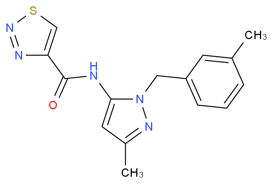 N-[3-methyl-1-(3-methylbenzyl)-1H-pyrazol-5-yl]-1,2,3-thiadiazole-4-carboxamide_Molecular_structure_CAS_)