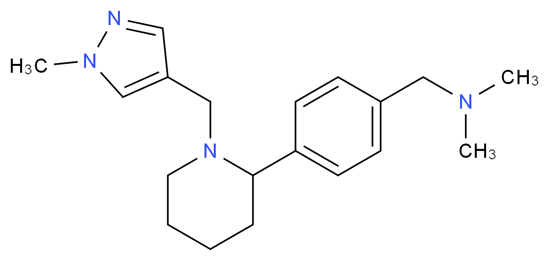 N,N-dimethyl-1-(4-{1-[(1-methyl-1H-pyrazol-4-yl)methyl]-2-piperidinyl}phenyl)methanamine_Molecular_structure_CAS_)