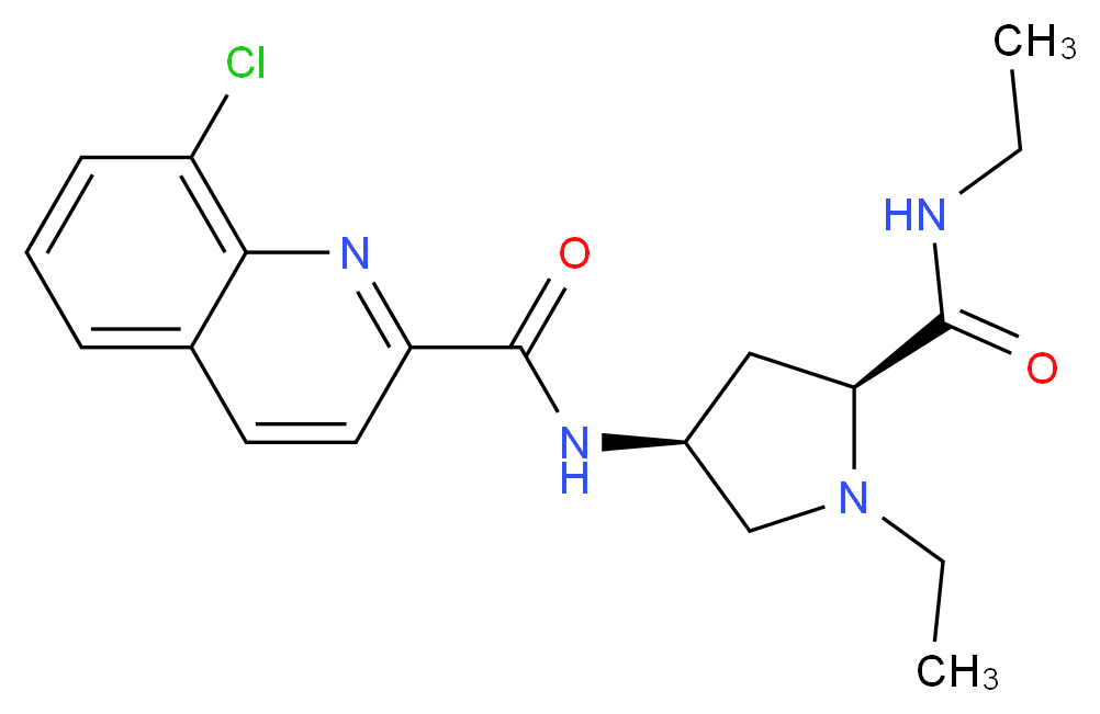 8-chloro-N-{(3S,5S)-1-ethyl-5-[(ethylamino)carbonyl]pyrrolidin-3-yl}quinoline-2-carboxamide (non-preferred name)_Molecular_structure_CAS_)