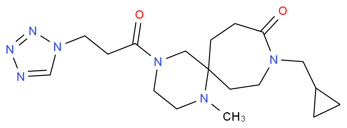9-(cyclopropylmethyl)-1-methyl-4-[3-(1H-tetrazol-1-yl)propanoyl]-1,4,9-triazaspiro[5.6]dodecan-10-one_Molecular_structure_CAS_)