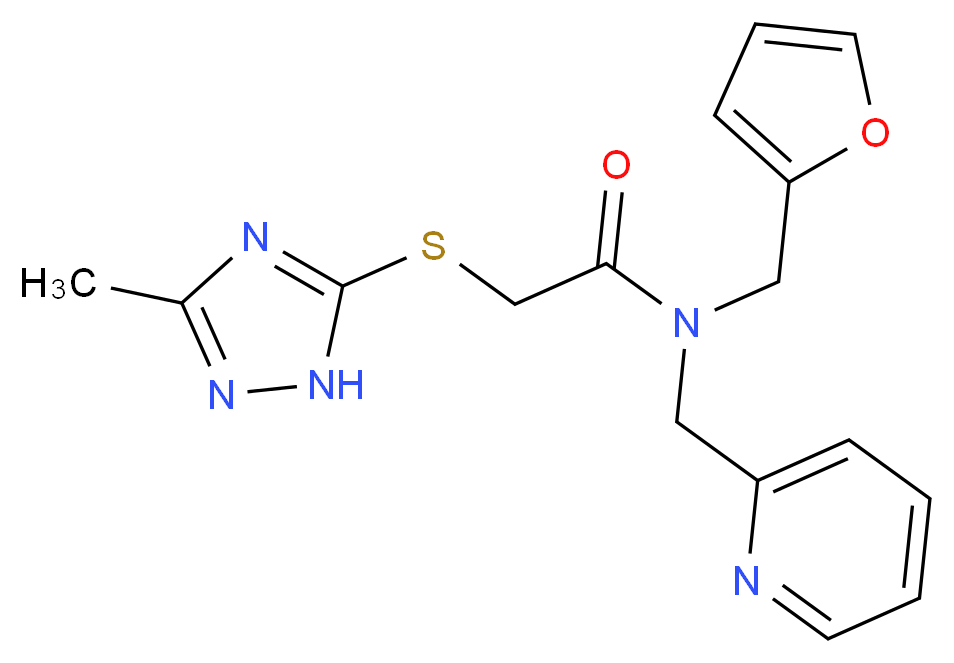 N-(2-furylmethyl)-2-[(3-methyl-1H-1,2,4-triazol-5-yl)thio]-N-(pyridin-2-ylmethyl)acetamide_Molecular_structure_CAS_)