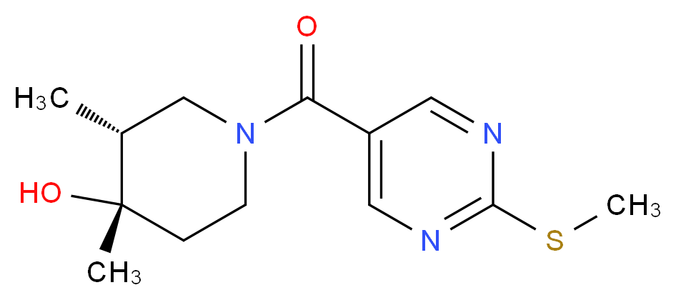 (3R*,4S*)-3,4-dimethyl-1-{[2-(methylthio)pyrimidin-5-yl]carbonyl}piperidin-4-ol_Molecular_structure_CAS_)