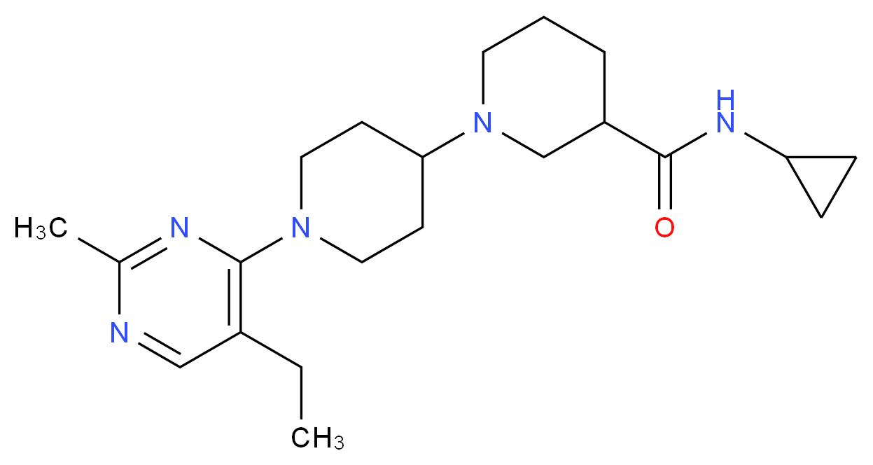 N-cyclopropyl-1'-(5-ethyl-2-methylpyrimidin-4-yl)-1,4'-bipiperidine-3-carboxamide_Molecular_structure_CAS_)