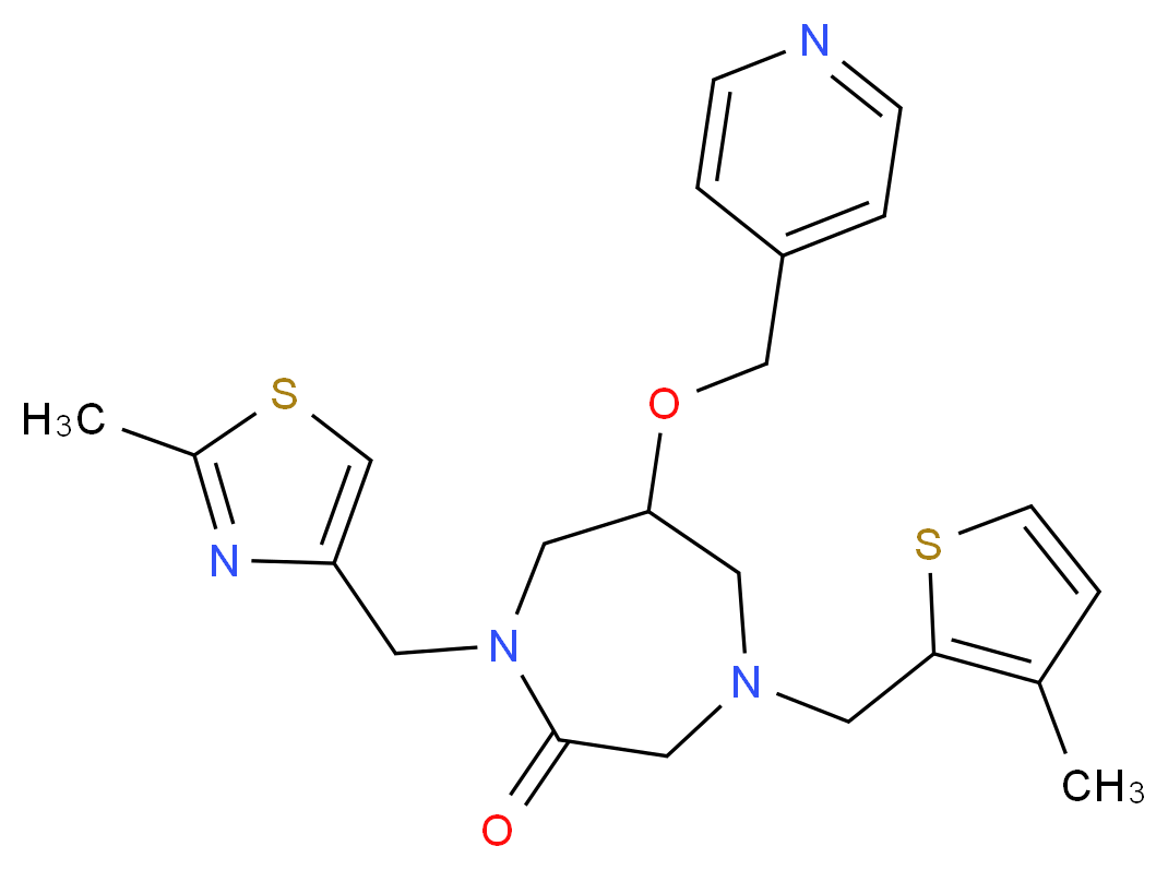 1-[(2-methyl-1,3-thiazol-4-yl)methyl]-4-[(3-methyl-2-thienyl)methyl]-6-(4-pyridinylmethoxy)-1,4-diazepan-2-one_Molecular_structure_CAS_)