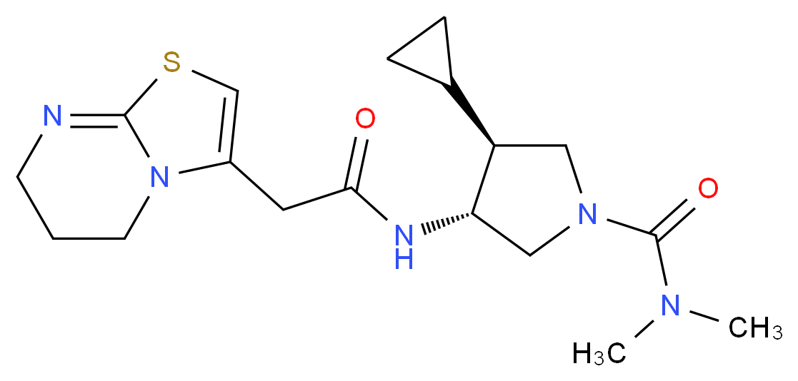 (3S*,4R*)-3-cyclopropyl-4-[(6,7-dihydro-5H-[1,3]thiazolo[3,2-a]pyrimidin-3-ylacetyl)amino]-N,N-dimethylpyrrolidine-1-carboxamide_Molecular_structure_CAS_)