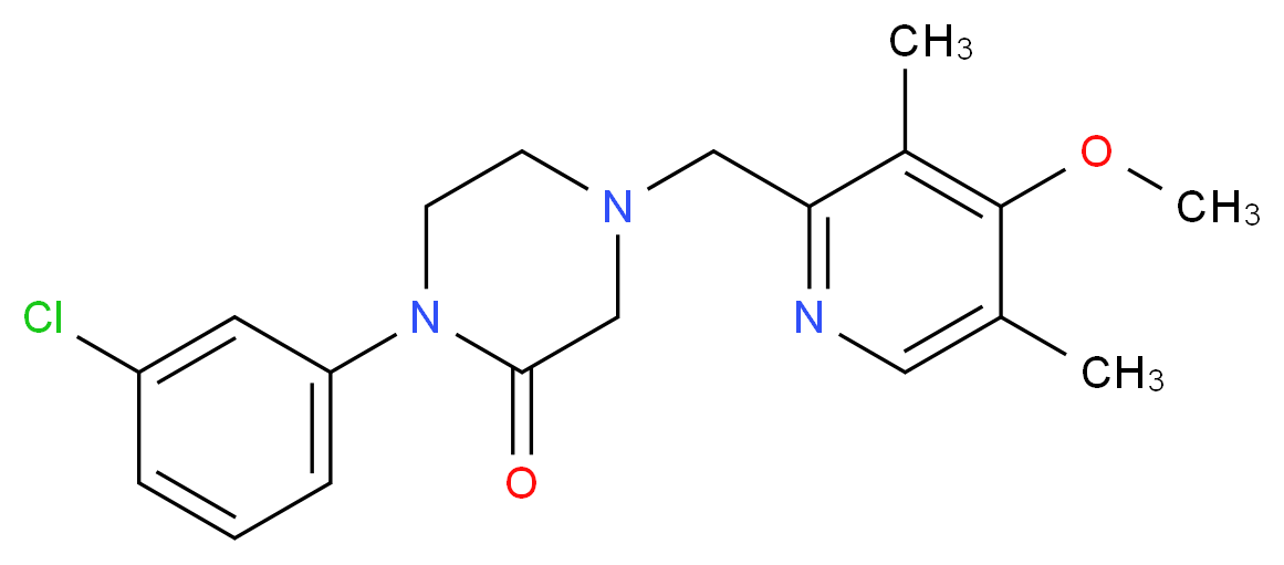 1-(3-chlorophenyl)-4-[(4-methoxy-3,5-dimethyl-2-pyridinyl)methyl]-2-piperazinone_Molecular_structure_CAS_)