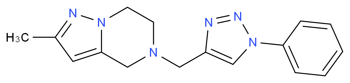 2-methyl-5-[(1-phenyl-1H-1,2,3-triazol-4-yl)methyl]-4,5,6,7-tetrahydropyrazolo[1,5-a]pyrazine_Molecular_structure_CAS_)