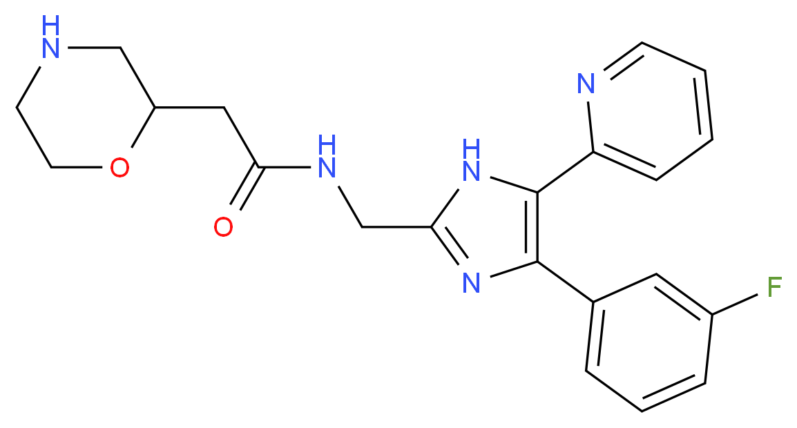 N-{[4-(3-fluorophenyl)-5-pyridin-2-yl-1H-imidazol-2-yl]methyl}-2-morpholin-2-ylacetamide_Molecular_structure_CAS_)