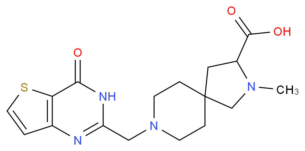 2-methyl-8-[(4-oxo-3,4-dihydrothieno[3,2-d]pyrimidin-2-yl)methyl]-2,8-diazaspiro[4.5]decane-3-carboxylic acid_Molecular_structure_CAS_)
