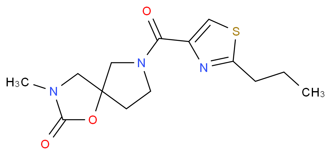 3-methyl-7-[(2-propyl-1,3-thiazol-4-yl)carbonyl]-1-oxa-3,7-diazaspiro[4.4]nonan-2-one_Molecular_structure_CAS_)
