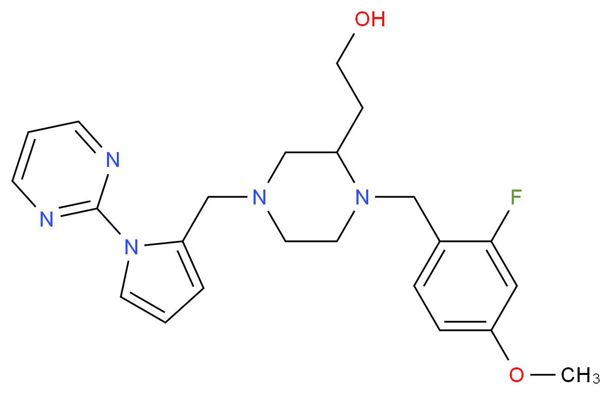 2-(1-(2-fluoro-4-methoxybenzyl)-4-{[1-(2-pyrimidinyl)-1H-pyrrol-2-yl]methyl}-2-piperazinyl)ethanol_Molecular_structure_CAS_)
