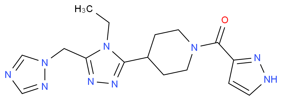 4-[4-ethyl-5-(1H-1,2,4-triazol-1-ylmethyl)-4H-1,2,4-triazol-3-yl]-1-(1H-pyrazol-3-ylcarbonyl)piperidine_Molecular_structure_CAS_)