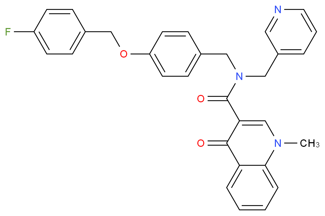 N-{4-[(4-fluorobenzyl)oxy]benzyl}-1-methyl-4-oxo-N-(3-pyridinylmethyl)-1,4-dihydro-3-quinolinecarboxamide_Molecular_structure_CAS_)