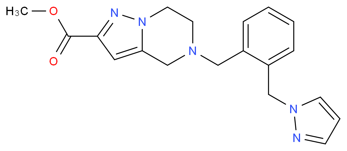 methyl 5-[2-(1H-pyrazol-1-ylmethyl)benzyl]-4,5,6,7-tetrahydropyrazolo[1,5-a]pyrazine-2-carboxylate_Molecular_structure_CAS_)