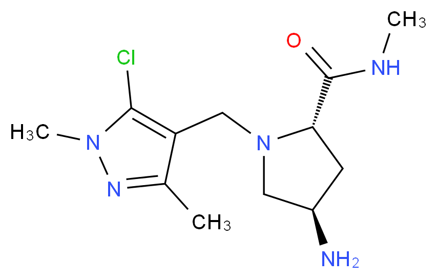 (2S,4R)-4-amino-1-[(5-chloro-1,3-dimethyl-1H-pyrazol-4-yl)methyl]-N-methylpyrrolidine-2-carboxamide_Molecular_structure_CAS_)