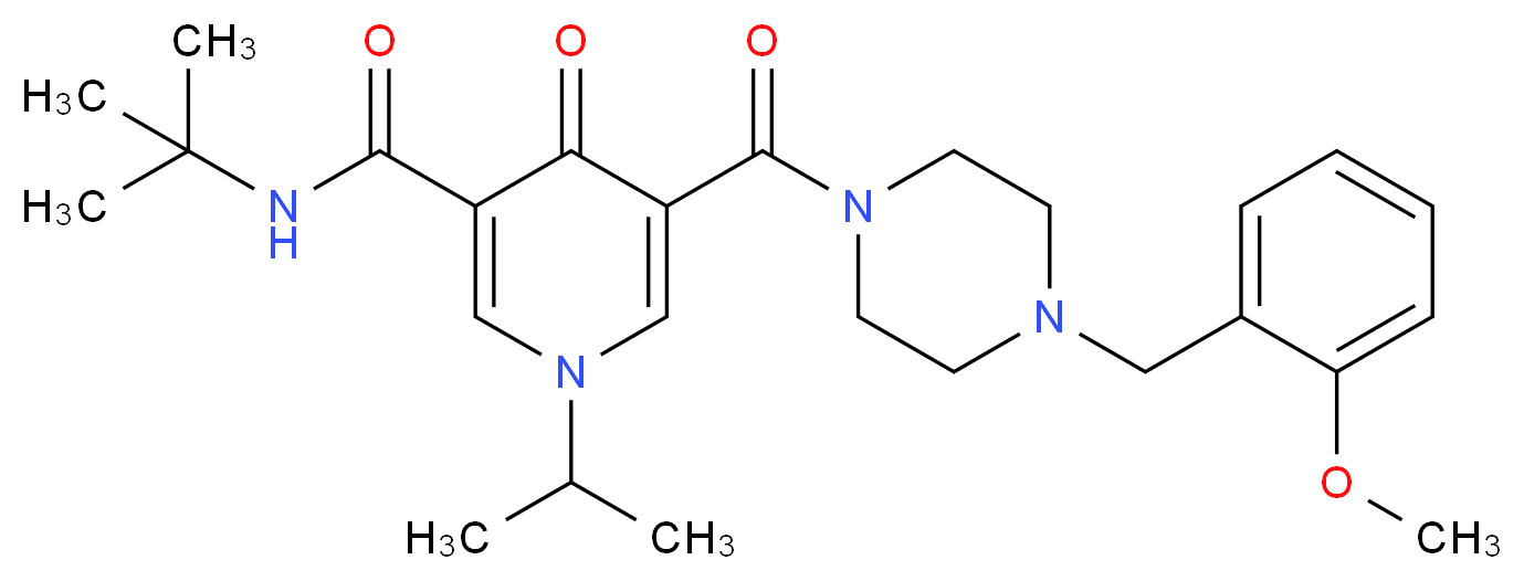 N-(tert-butyl)-1-isopropyl-5-{[4-(2-methoxybenzyl)-1-piperazinyl]carbonyl}-4-oxo-1,4-dihydro-3-pyridinecarboxamide_Molecular_structure_CAS_)