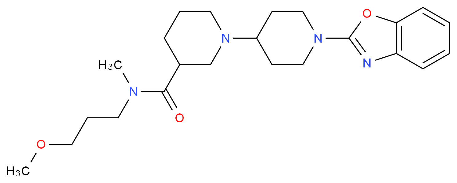 1'-(1,3-benzoxazol-2-yl)-N-(3-methoxypropyl)-N-methyl-1,4'-bipiperidine-3-carboxamide_Molecular_structure_CAS_)