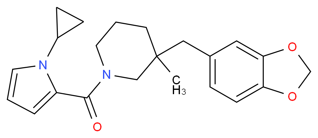 3-(1,3-benzodioxol-5-ylmethyl)-1-[(1-cyclopropyl-1H-pyrrol-2-yl)carbonyl]-3-methylpiperidine_Molecular_structure_CAS_)