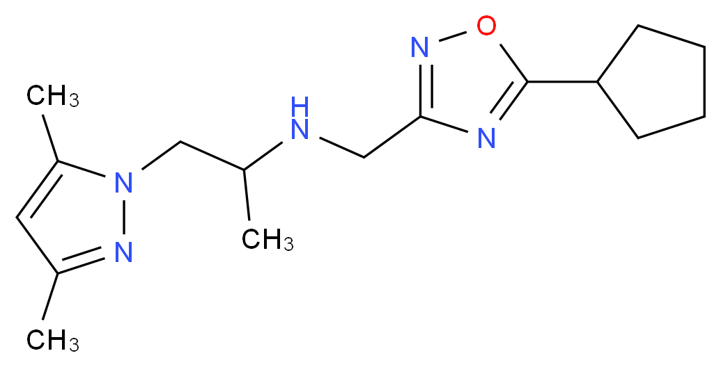 N-[(5-cyclopentyl-1,2,4-oxadiazol-3-yl)methyl]-1-(3,5-dimethyl-1H-pyrazol-1-yl)propan-2-amine_Molecular_structure_CAS_)