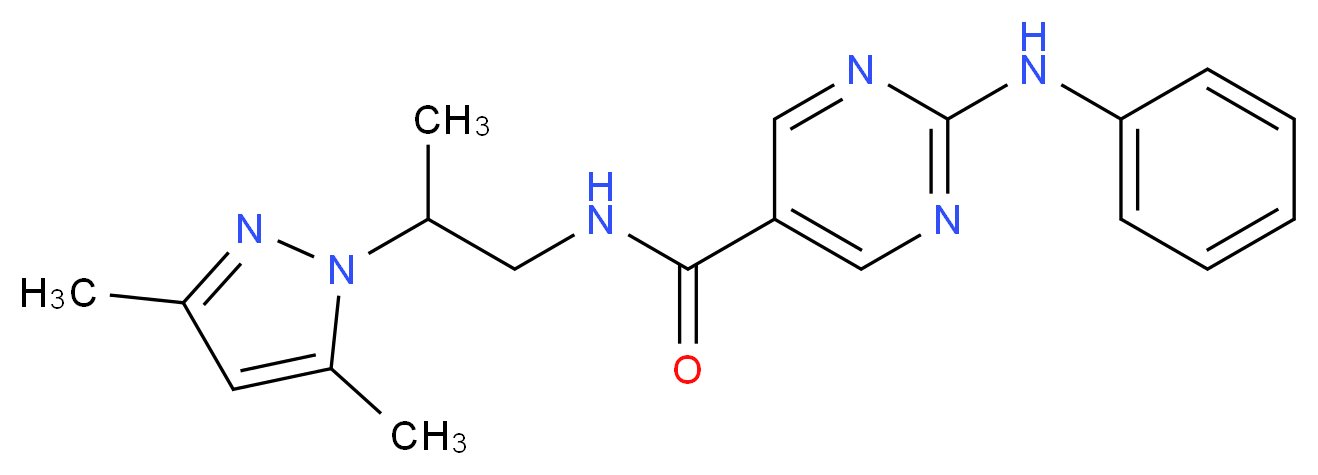 2-anilino-N-[2-(3,5-dimethyl-1H-pyrazol-1-yl)propyl]pyrimidine-5-carboxamide_Molecular_structure_CAS_)