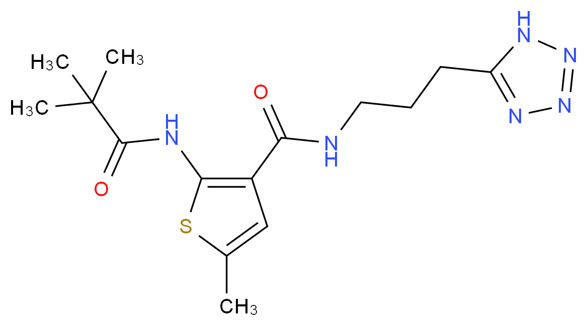 2-[(2,2-dimethylpropanoyl)amino]-5-methyl-N-[3-(1H-tetrazol-5-yl)propyl]thiophene-3-carboxamide_Molecular_structure_CAS_)