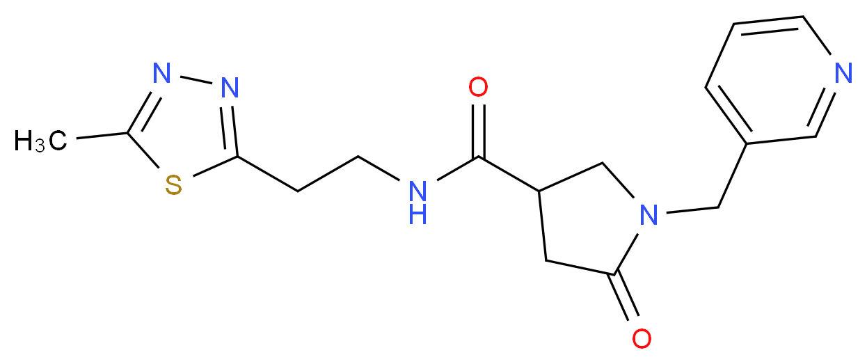 N-[2-(5-methyl-1,3,4-thiadiazol-2-yl)ethyl]-5-oxo-1-(3-pyridinylmethyl)-3-pyrrolidinecarboxamide_Molecular_structure_CAS_)