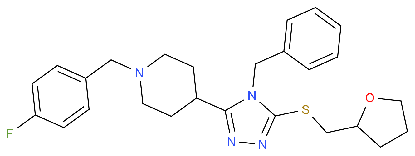 4-{4-benzyl-5-[(tetrahydro-2-furanylmethyl)thio]-4H-1,2,4-triazol-3-yl}-1-(4-fluorobenzyl)piperidine_Molecular_structure_CAS_)