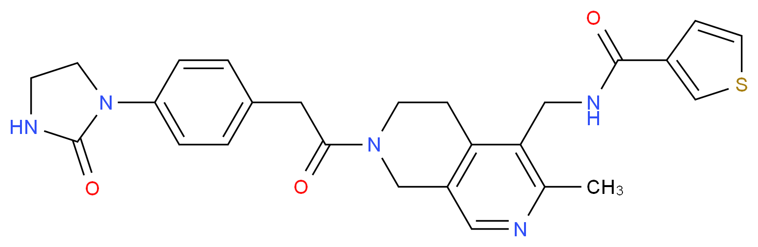 N-[(3-methyl-7-{[4-(2-oxo-1-imidazolidinyl)phenyl]acetyl}-5,6,7,8-tetrahydro-2,7-naphthyridin-4-yl)methyl]-3-thiophenecarboxamide_Molecular_structure_CAS_)