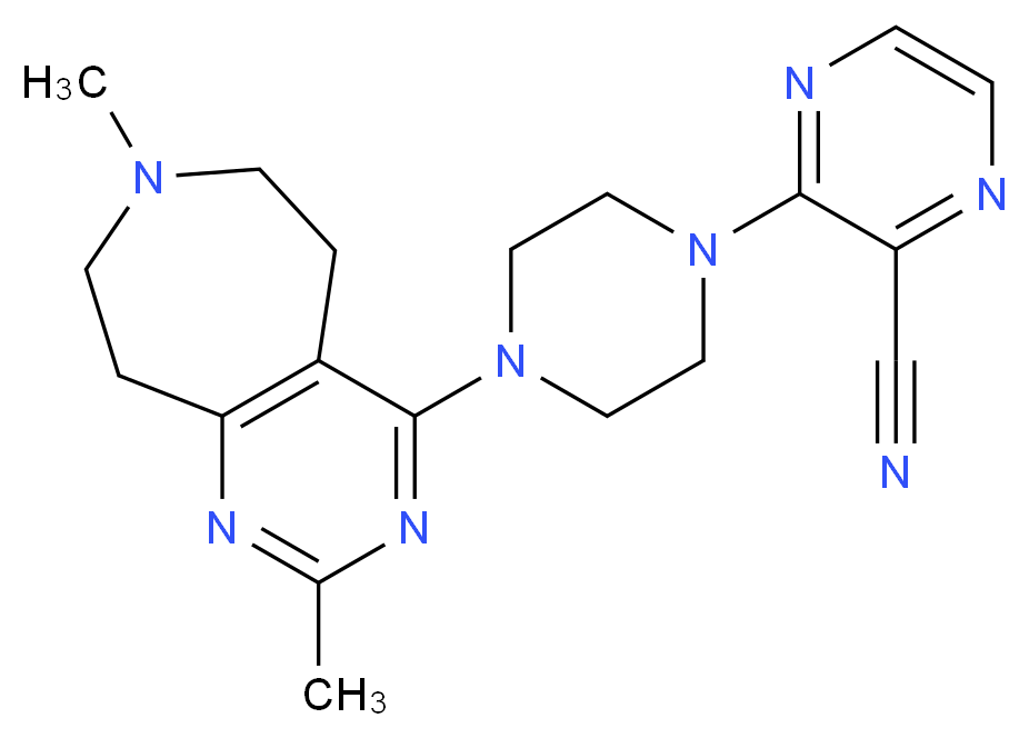 3-[4-(2,7-dimethyl-6,7,8,9-tetrahydro-5H-pyrimido[4,5-d]azepin-4-yl)piperazin-1-yl]pyrazine-2-carbonitrile_Molecular_structure_CAS_)